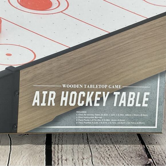 Tabletop Air Hockey Game Wooden 2 Players 20" Long Game Night Travel Vacation - Picture 2 of 4